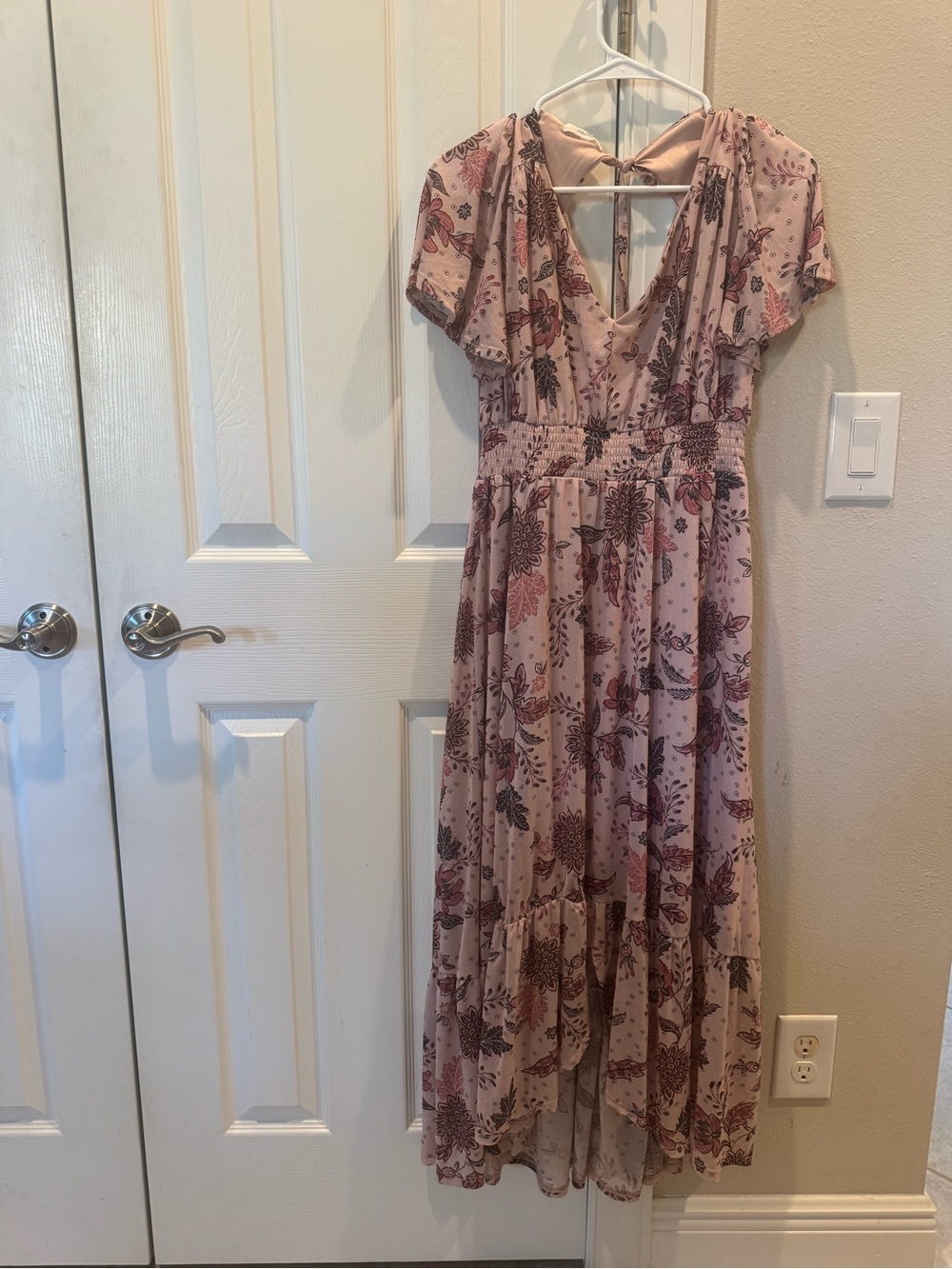 Maurices Dusty Rose Floral High-Low Midi Dress